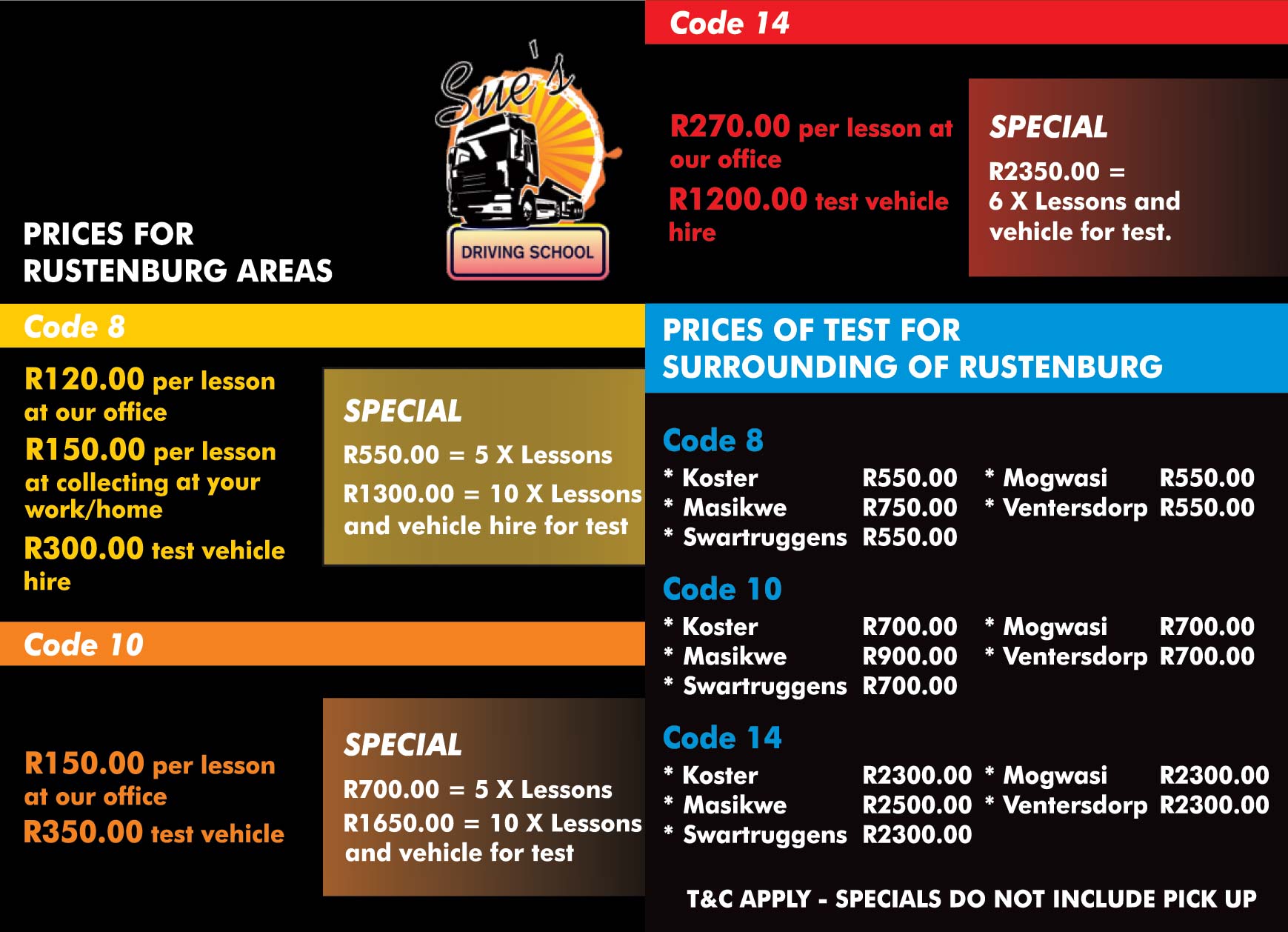 Pricing Sue s Driving School